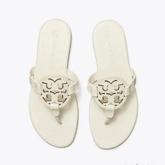 TORY Burch‎ MILLER SOFT SANDAL leather thongs in new ivory - Picture 2 of 8